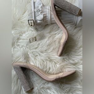 Clear heels with rhinestones heels